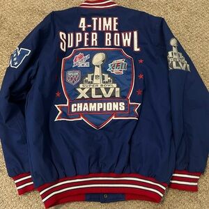 New York Giants NFL Jacket- NY 4-Time Superbowl Champions - Varsity Size L
